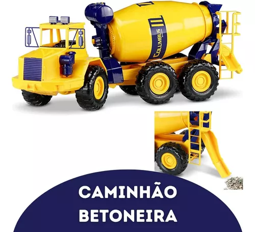 Caminhão Carro Brinquedo Grande Profissão Criança Didático. Cor Azul Preto  Personagem Cabe Tudo Caçamba