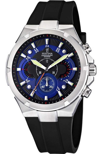 Reloj Festina F6814.2 Para Hombre Cronometro 100m Color de la malla Plateado Color del bisel Plateado Color del fondo Negro