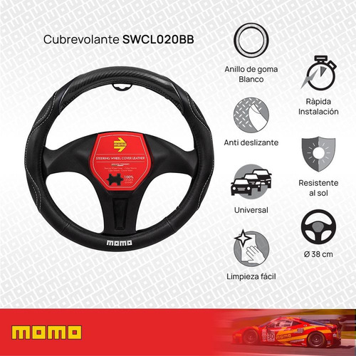 Imagen 2 de 10 de Funda Para Volante Auto Momo Cuero