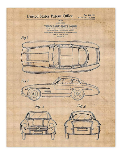  Impresiones De Patentes Vintage Mercedes Benz 300sl Gu...
