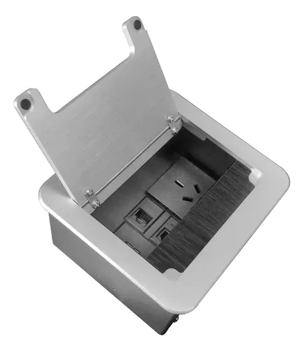 Tapa Pasacables Aluminio Y Caja De Conexión Escritorio Elect