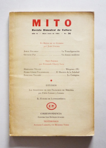Revista Mito Numero 36 - Mayo-junio 1961