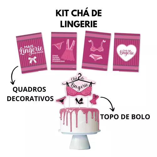 ENFEITE PARA TOPO DE BOLO FESTA CHÁ DE LINGERIE - 04 UNIDADES