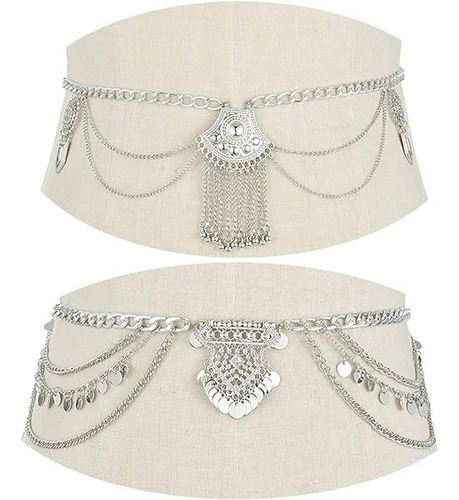 Collar 2 Piezas De Cadena De Cintur N Vintage Colgante Borla