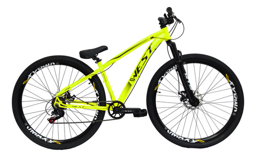 Bicicleta Freeride Whel 29 Prowest 7v Single Freio A Disco Cor Amarelo Tamanho Do Quadro 15