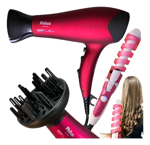 Secador De Cabelos 2200w Com Difusor E Modelador De Cachos