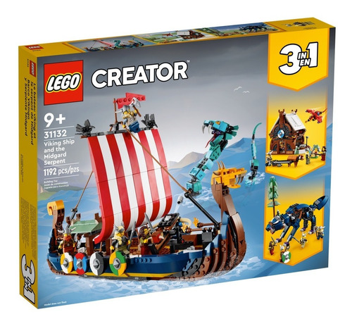 Lego Barco Vikingo Y Serpiente Midgard 3 En 1 1192 Piezas 