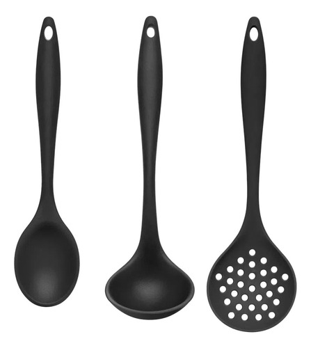 Kit Para Servir De Silicone 3 Peças Preto Up Home Ud108