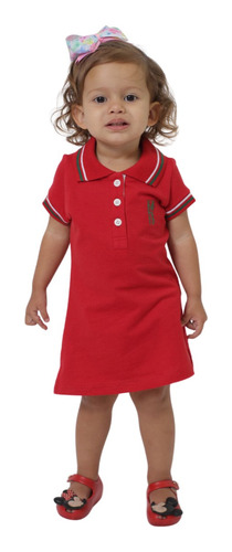 Vestido Polo Infantil Vermelho Premium
