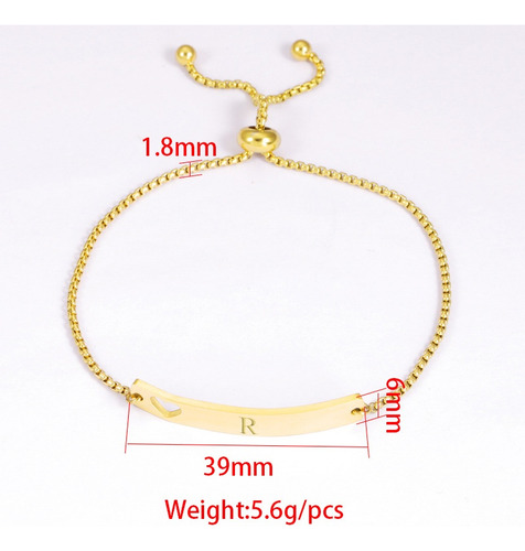 Pulsera Inicial Letra F Acero Personalizada Rosa Oro