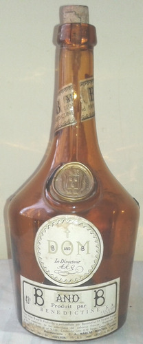 Botella Vintage Benedictine Vacia Decorativa Francesa Años50