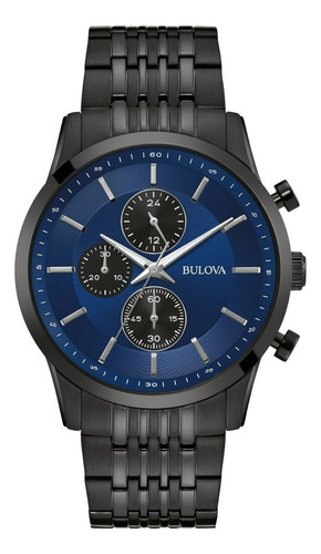 Reloj Bulova 98a300 Clásicos Sport Original Para Caballero Color de la correa Negro Color del bisel Negro Color del fondo Azul