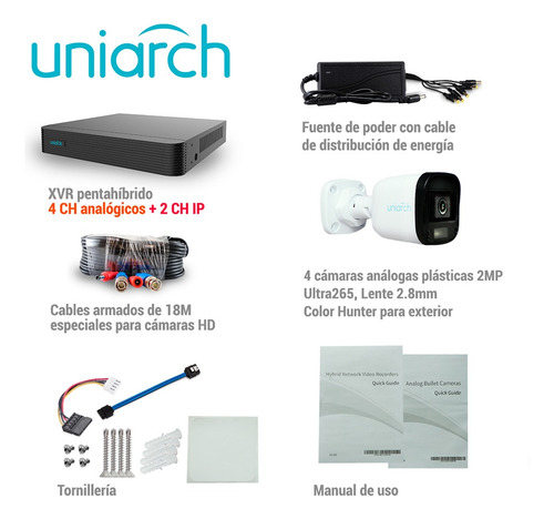 Kit Video Vigilancia 1080p 2mp 1tb Uniarch Color Hunter