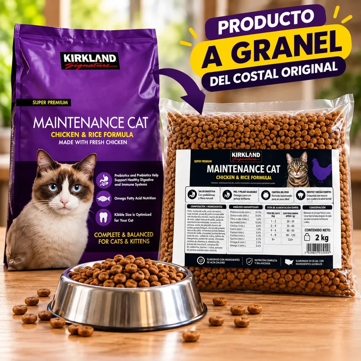 2 Kg Croqueta Para Gato Pollo Y Arroz Kirkland