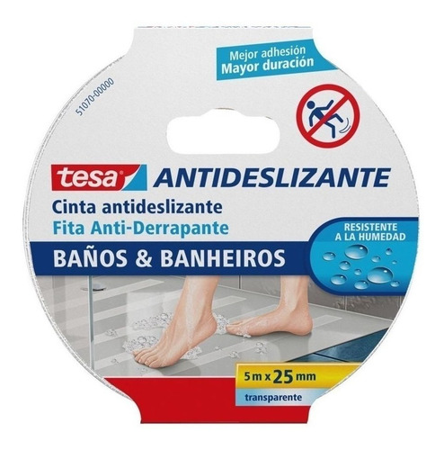 Cinta Antideslizante Baños Transparente 5m X 25mm