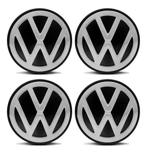 4 Calotinha Tampinha Volkswagen Boton Cromado 57mm Emblema