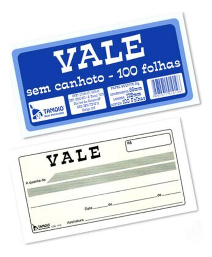 Talão Vale Sem Canhoto Tamoio 13x6,7cm 100 Folhas