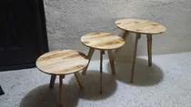 Comprar Set De Tres Mesas Auxiliares De Madera Teka Para Sala