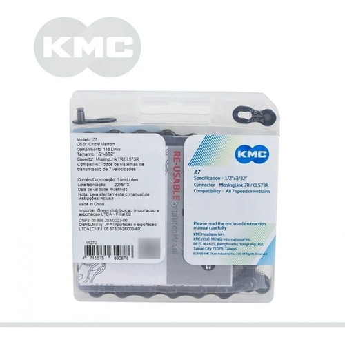 Imagem 2 de 3 de Corrente 7v Kmc Z7 116 Elos 14v 21v Speed Mtb Megarange 3x7v