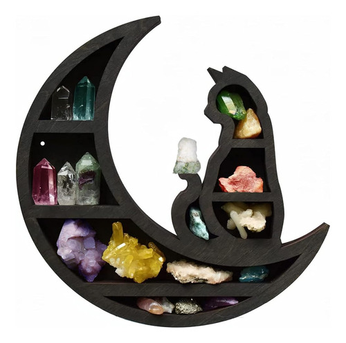 Neegaurd Cat On The Moon Crystal Wood Shelf 14inch Large Wal