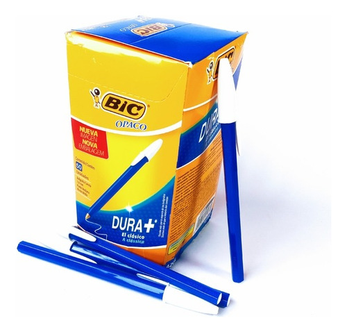 Lapiceras Bolígrafo Bic Opaco Dura+ Azul X 50 Unidades