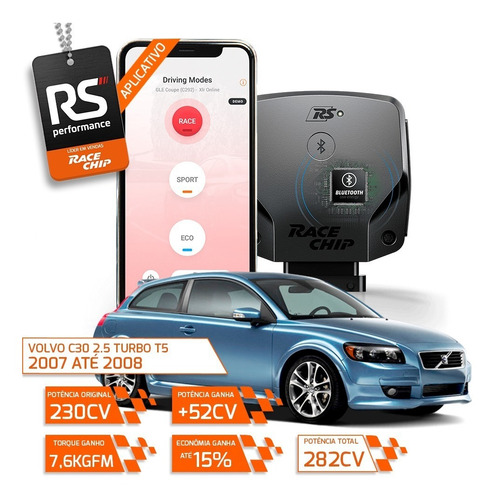 Chip De Potencia Volvo C30 2.5 Turbo T5 Racechip Rs V2 + App