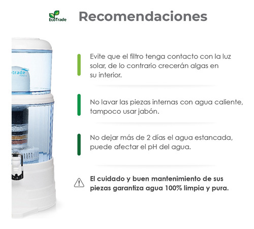 Filtro Purificador Agua Ecotrade 14 Litros + Kit 3 Repuestos