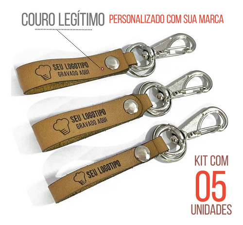 Chaveiros Em Couro Legítimo Personalizados - 5un.