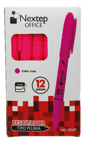 Marcatextos Nextep Ne-084r Color Rosa Tipo Pluma 12 Piezas