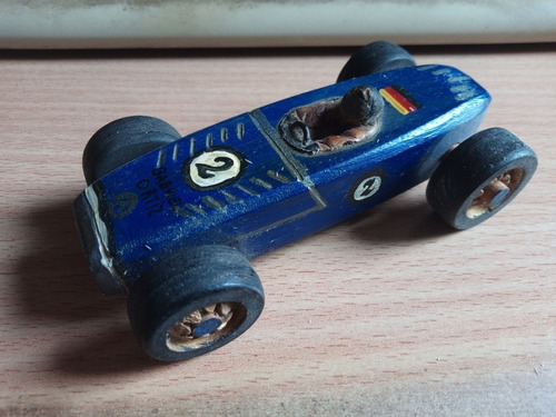 Antiguo Auto De Carrera De Madera Bólido Gabriel Ortiz 11 Cm