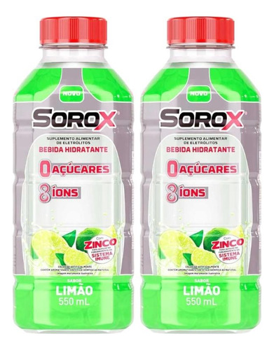 Kit Sorox Sabor Limão Com 2 Unidades De 550ml Cada
