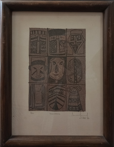 Xilogravura Assinada, Emoldurada, Com Vidro 45x34cm 1987. (Usado)