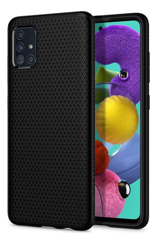Estuche Funda Forro Spigen Liquid Air Para Samsung Galaxy A51 | Color Negro | Diseño Antideslizante | Ajuste Perfecto | Calidad Premium