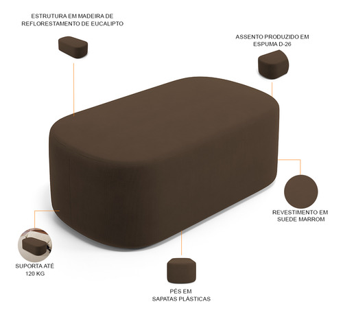 Cabeceira Cama Box 100cm Lanna Com Puff Doha Suede Marrom