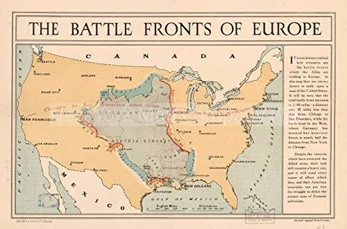 Mapa De 1917 | Título: Los Frentes De Batalla De Europa | As