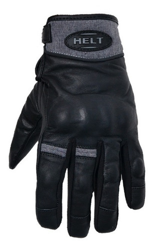 Guantes cortos Helt Leather Touch de color gris con protección para motocicletas, talla 3 g