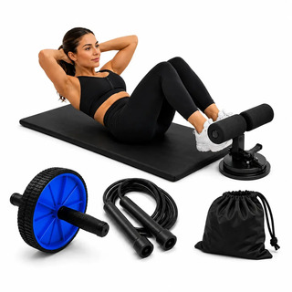 Kit Academia Home Fitness Colchonete Roda Abdominal Corda Pular Treino Funcional Colchonete academia em casa equipamentos para academia em casa cardio funciional abdominal hit