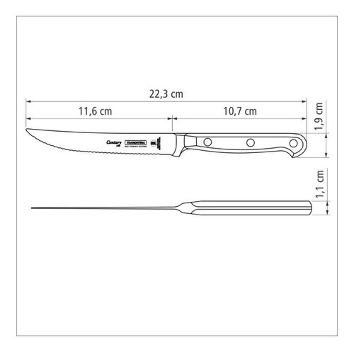 Cuchillo negro para barbacoa/fruta Tramontina Century de acero inoxidable, 5 pulgadas