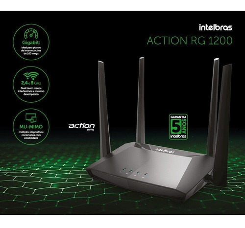 Imagem 3 de 3 de Roteador Intelbras Action Rg1200 4 Antenas