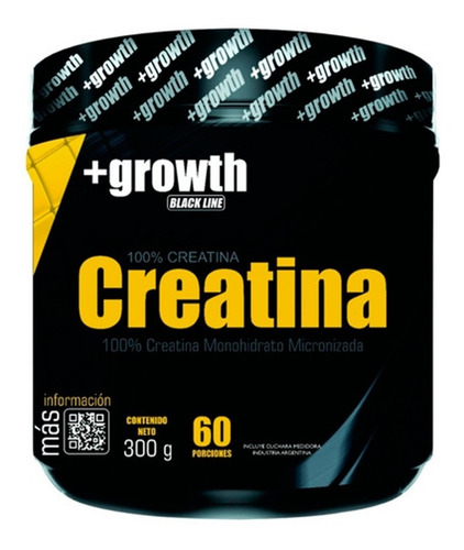 Suplemento en polvo +Growth Creatina monohidratada micronizada en pote de 300g