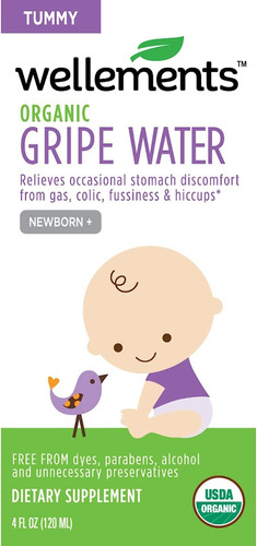 Wellements Gripe Agua Orgánica 4oz Sabor Sin Sabor