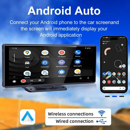 Estéreo 10.26in Portátil, Inalámbrico Android Auto Y Carplay