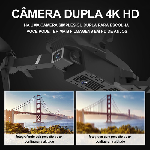 Drone Com Camera Remoto Controle E88 4k Hd Fpv Profissional
