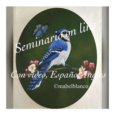 Seminario De Pintura Hiperrealista -blue Jay Y Mariposa Azul