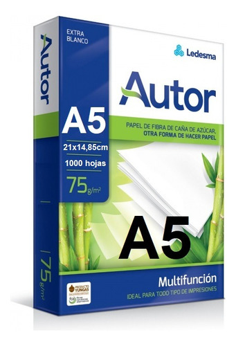 Resma Autor 75g A5 X 1000 Hojas Blanco