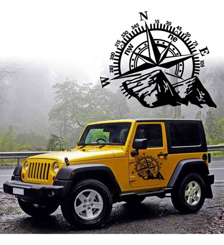 Pegatina Lateral Compass Mountain Dec Para Coche Todoterreno