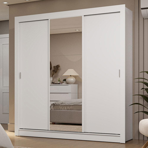 Guarda-roupa Casal 3 Portas C Espelho 2 Gav Sublime Madesa Cor Branco