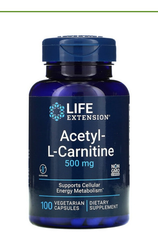 Acetil-L-Carnitina 500 mg, 100 cápsulas Life Extension Energy/Health