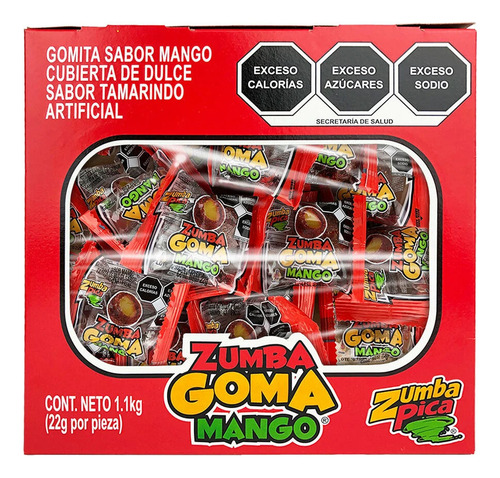 Zumba Goma Mango Cubierta De Tamarindo 50 Piezas