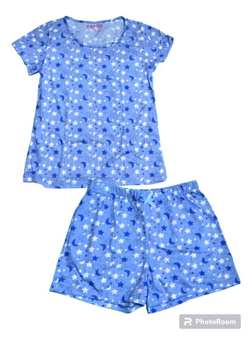 Pijama 2 Piezas Blusa Short Luna Estrella Dama Dormir Moda